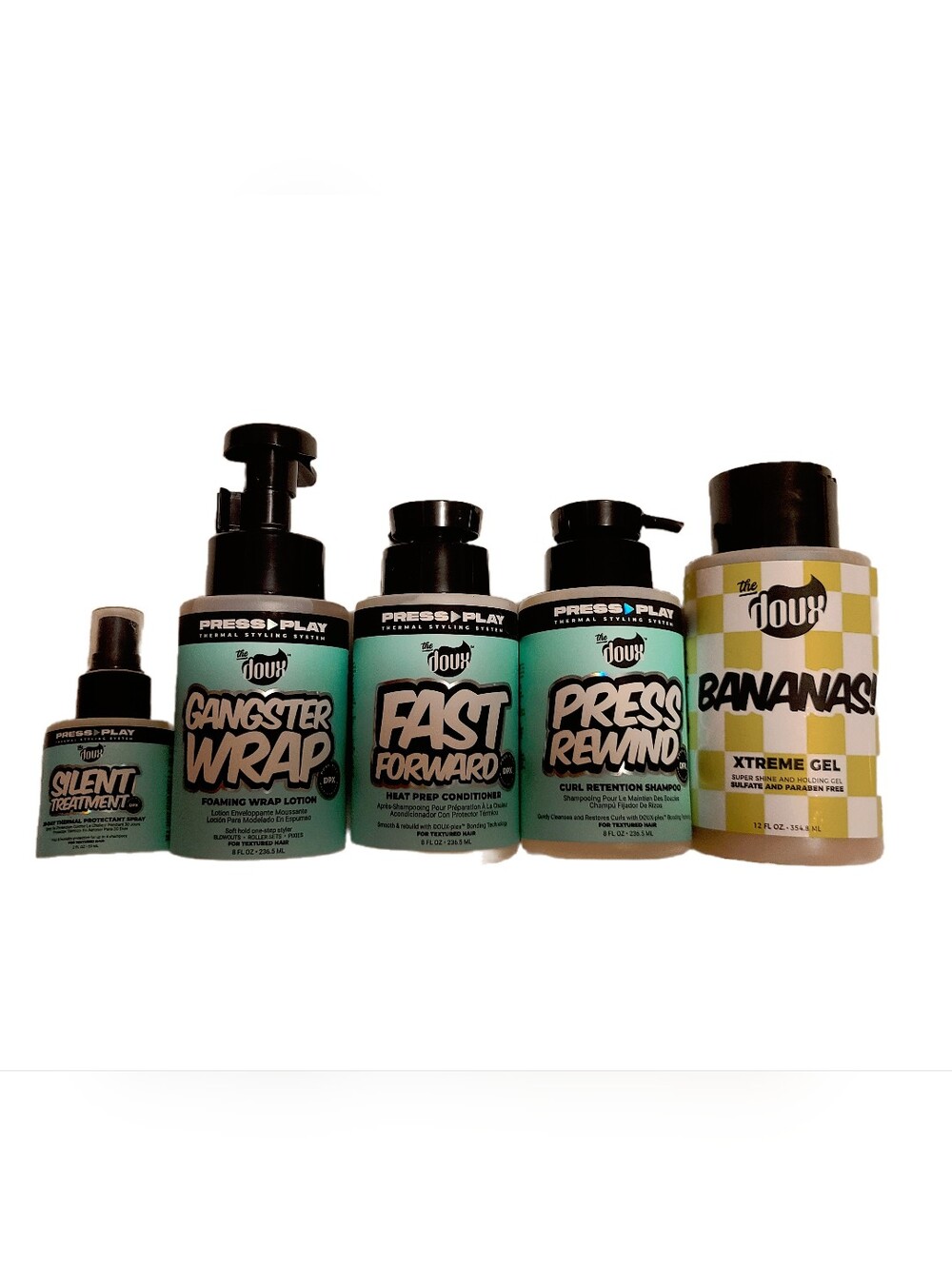 The Doux Press Play 5 Pc Hair Care Bundle Bananas Gel NEW Complete Set